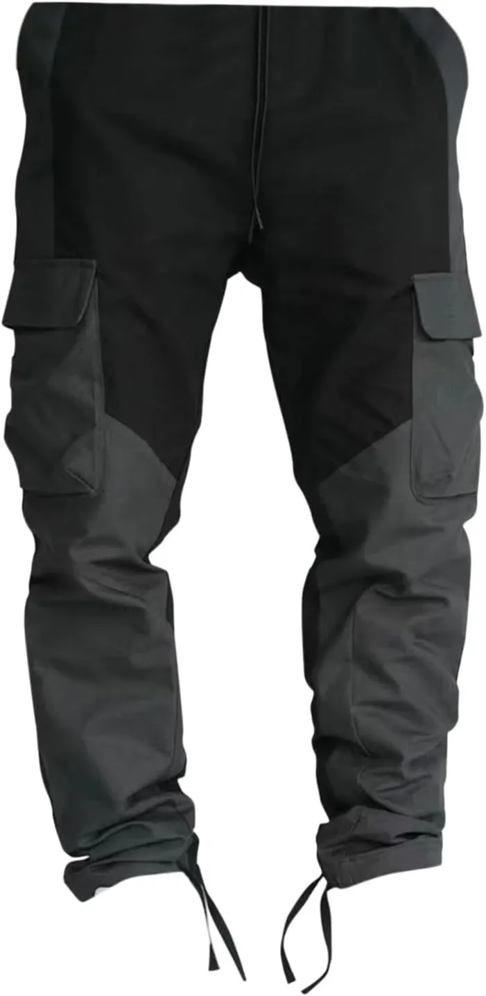 GIERIDUC Men's Twill Relaxed Fit Cargo Pant Wide Leg Tracksuit Bottoms Mens Fashion Dress Pants Black and White Leggings