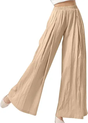 GOFULY Linen Pants Women Summer Wide Leg High Waisted Casual Palazzo Pants Drawstring Waist 2025 Trousers with Pockets
