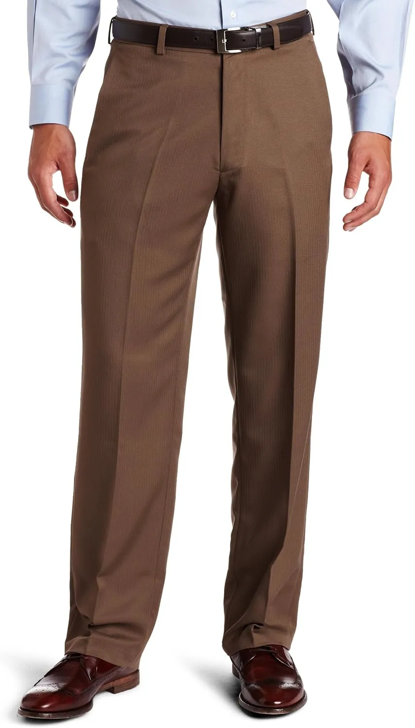 Haggar Mens Textured Stripe Plain Front Pant