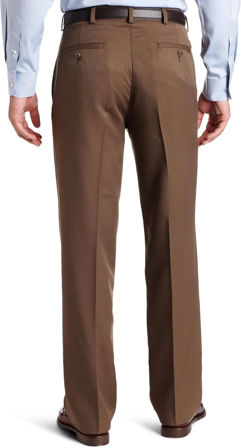 Haggar Mens Textured Stripe Plain Front Pant