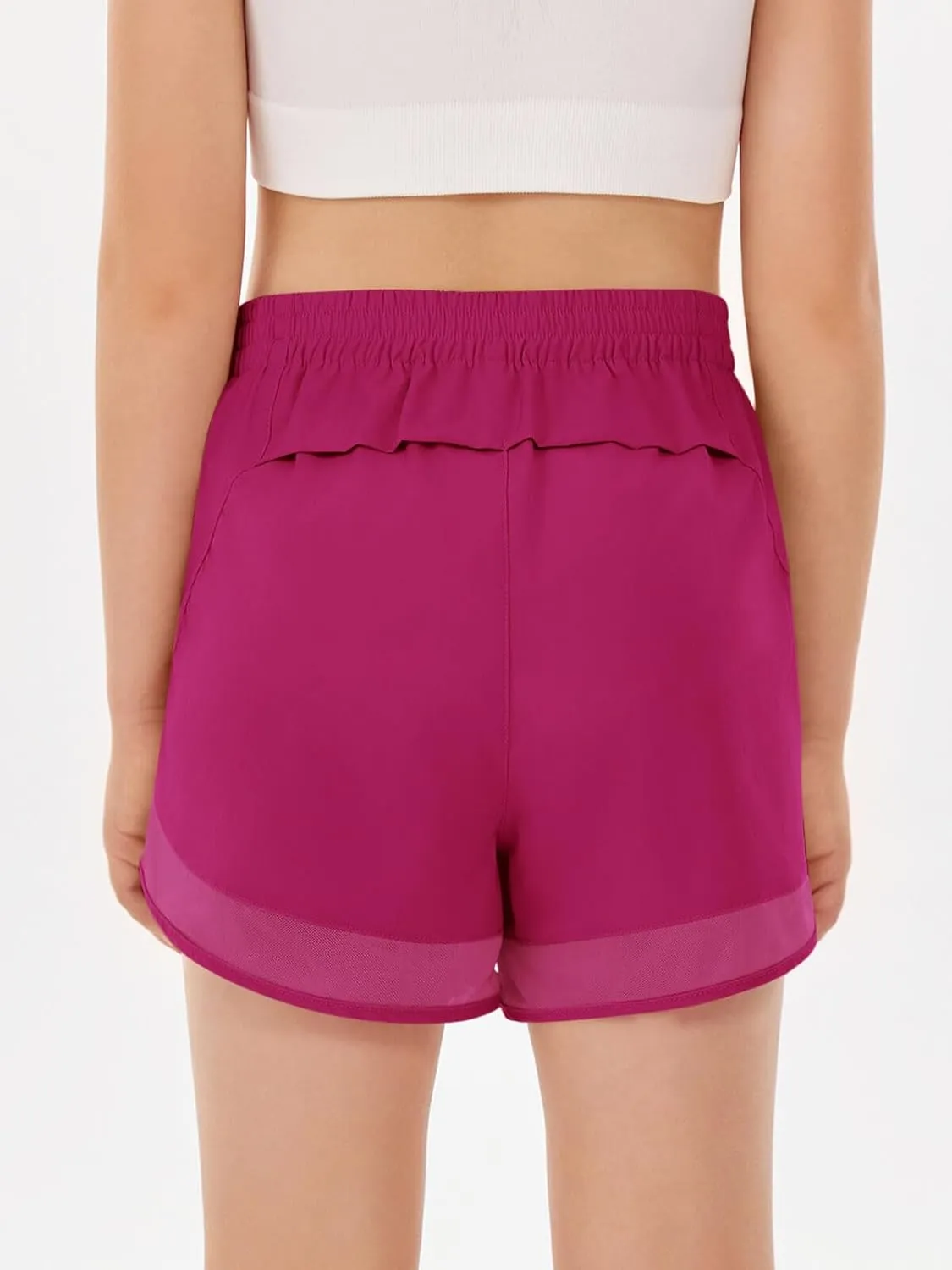 Haloumoning Girls Shorts High Waisted Atheltic Shorts Quick Dry Patchwork Workout Running Sports Shorts 5-14 Years