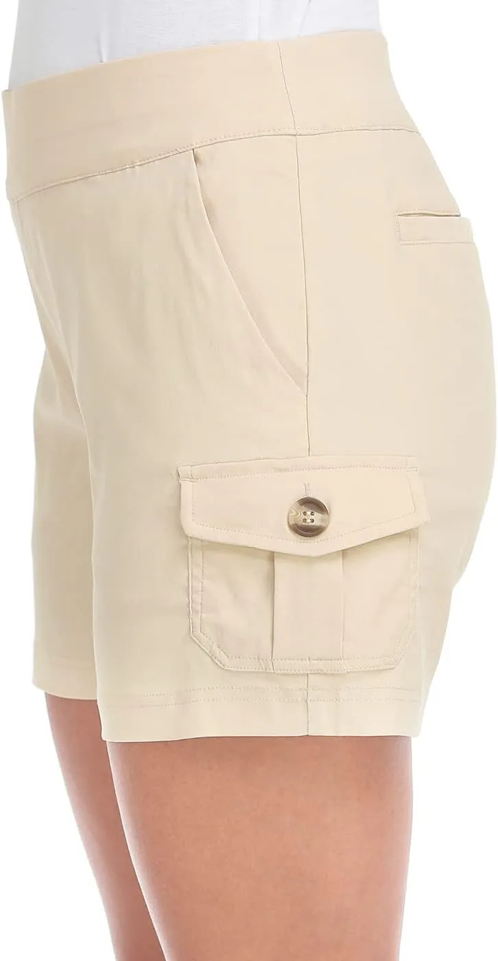 HDE Women's Cargo Shorts with Pockets High Waisted Pull On Stretch Casual Shorts