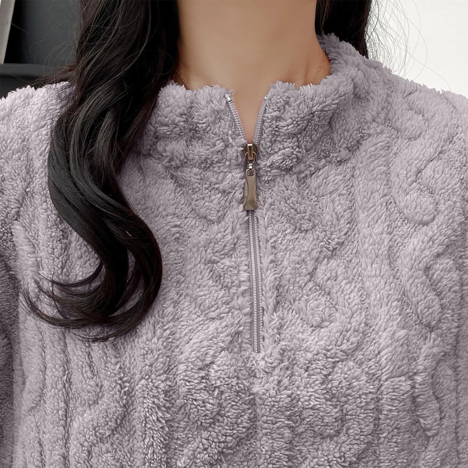 HGps8w 2 Pack Women's Fuzzy Fleece Pajama Sets - Long Sleeve Pullover Sleepwear Tops Long Pants 2 Piece Lounge Outfits