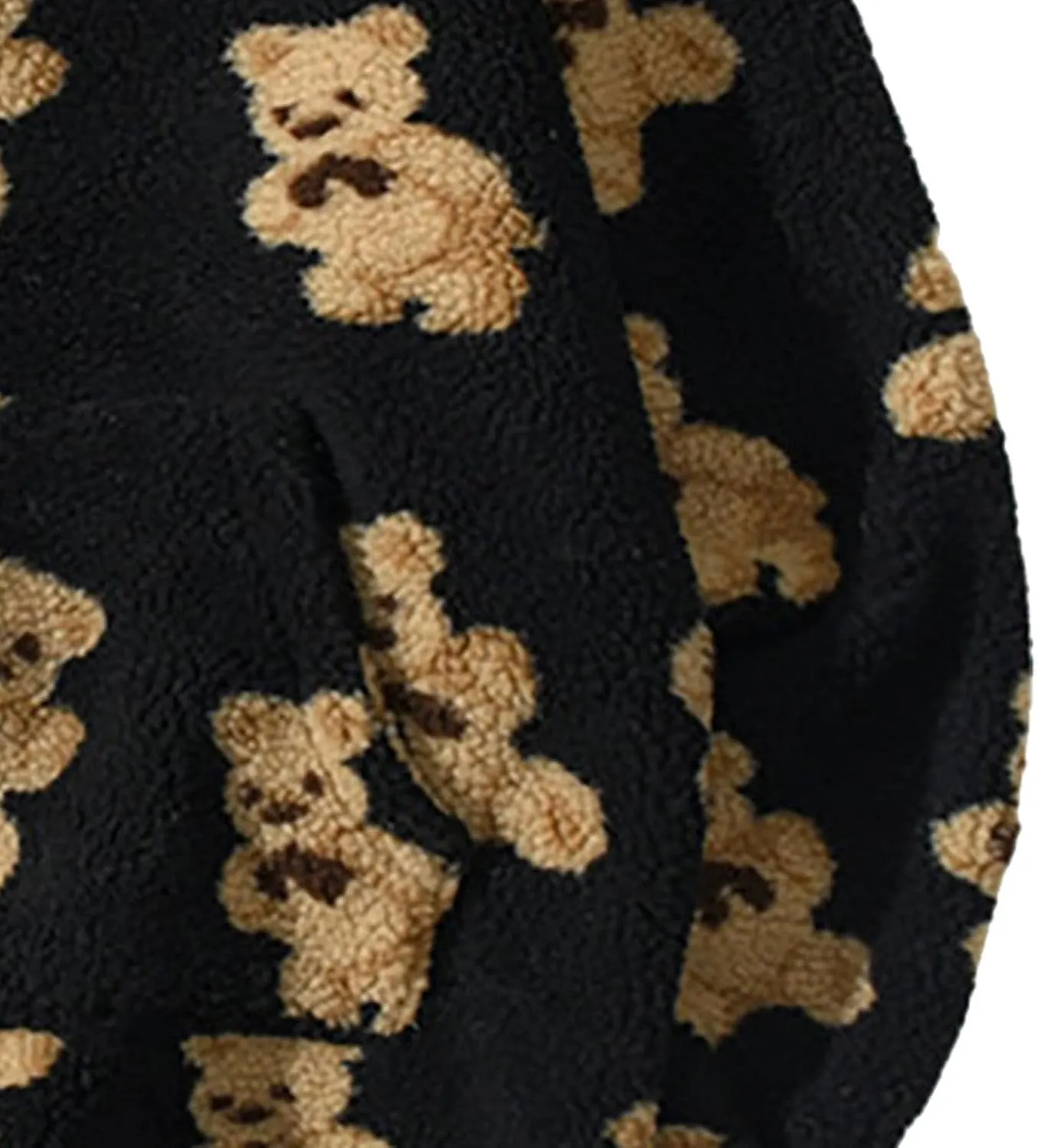 HGps8w Women's Cute Bear Plush Pajama Tops, Pullover Soft Fluffy Fleece Warm Sweatshirts Winter Comfy Fuzzy Lounge Sleepwear