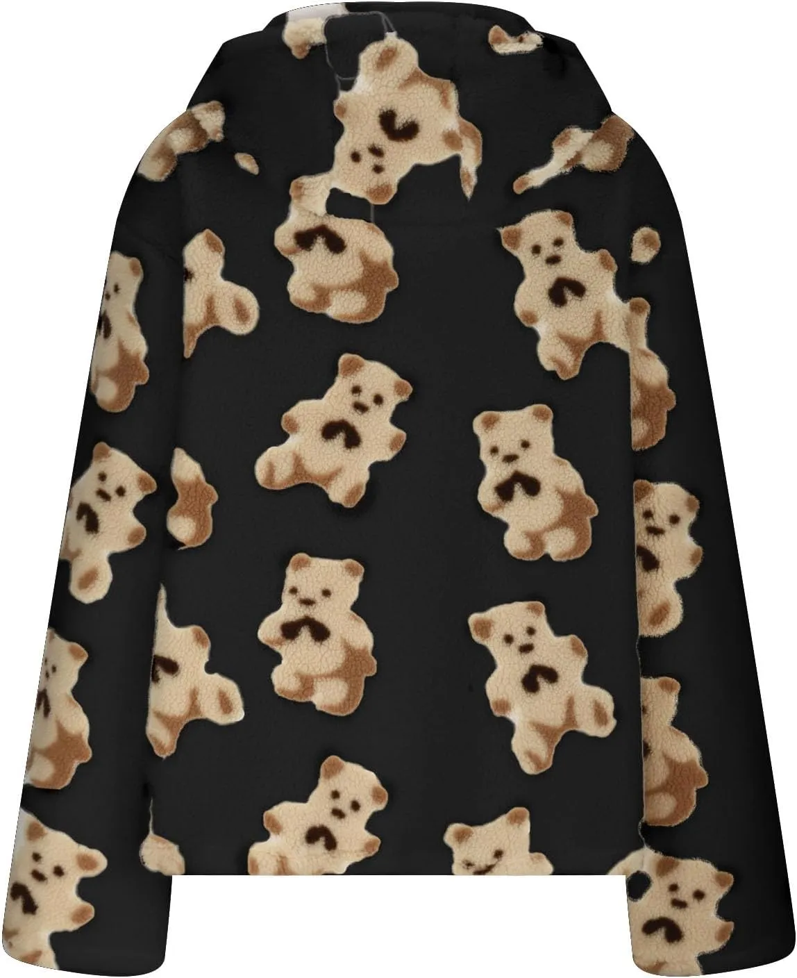 HGps8w Women's Cute Bear Plush Pajama Tops, Pullover Soft Fluffy Fleece Warm Sweatshirts Winter Comfy Fuzzy Lounge Sleepwear