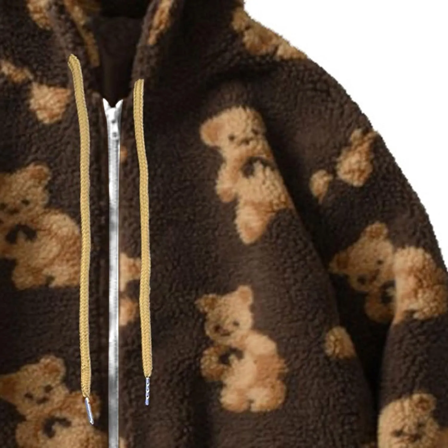 HGps8w Women's Cute Bear Plush Pajama Tops, Pullover Soft Fluffy Fleece Warm Sweatshirts Winter Comfy Fuzzy Lounge Sleepwear