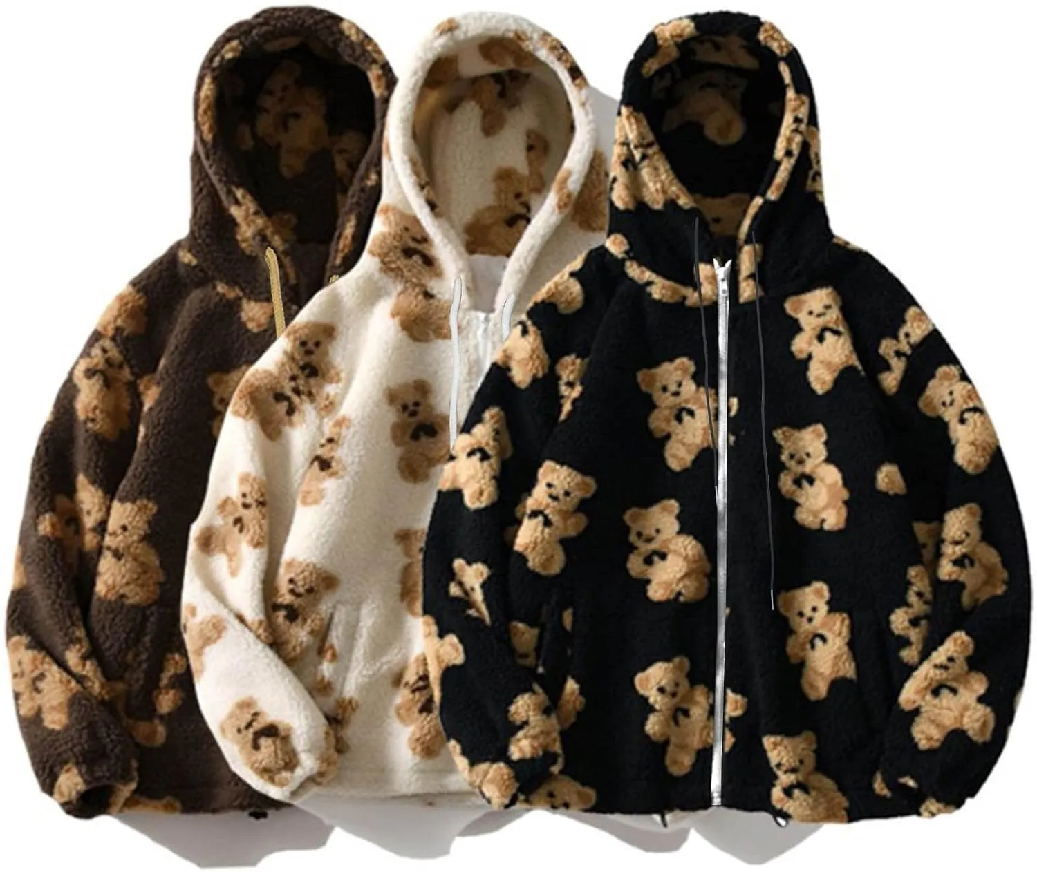 HGps8w Women's Cute Bear Plush Pajama Tops, Pullover Soft Fluffy Fleece Warm Sweatshirts Winter Comfy Fuzzy Lounge Sleepwear