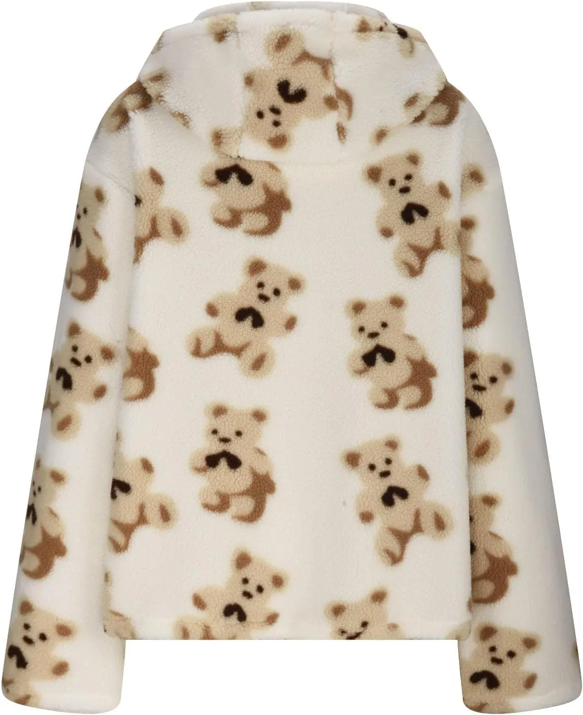 HGps8w Women's Cute Bear Plush Pajama Tops, Soft Fluffy Fleece Warm Pjs Sweatshirts Sleepwear Comfy Fuzzy Lounge Hoodies