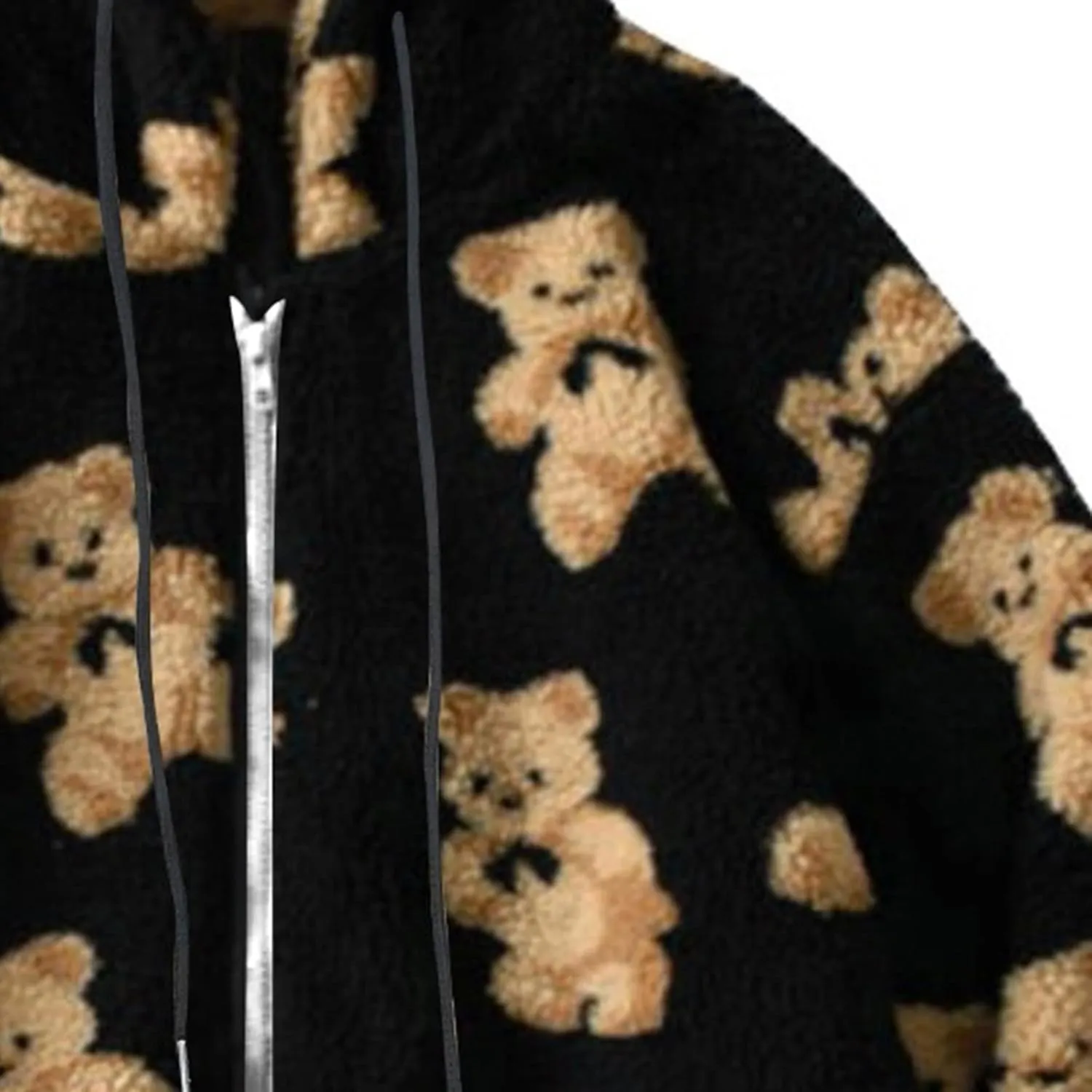 HGps8w Women's Cute Bear Plush Pajama Tops, Soft Fluffy Fleece Warm Pjs Sweatshirts Sleepwear Comfy Fuzzy Lounge Hoodies