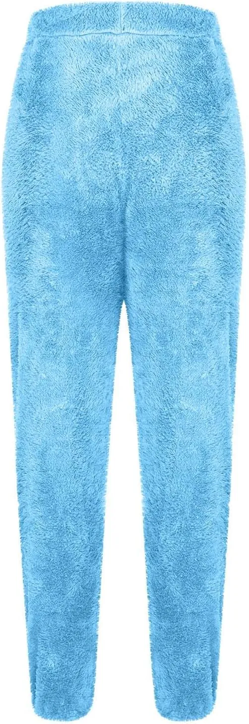 HGps8w Women's Plush Fleece Pajama Pants Ultra-Soft Cozy Pjs Bottom Comfy Warm Fuzzy Lounge Pants Fluffy Sleepwear