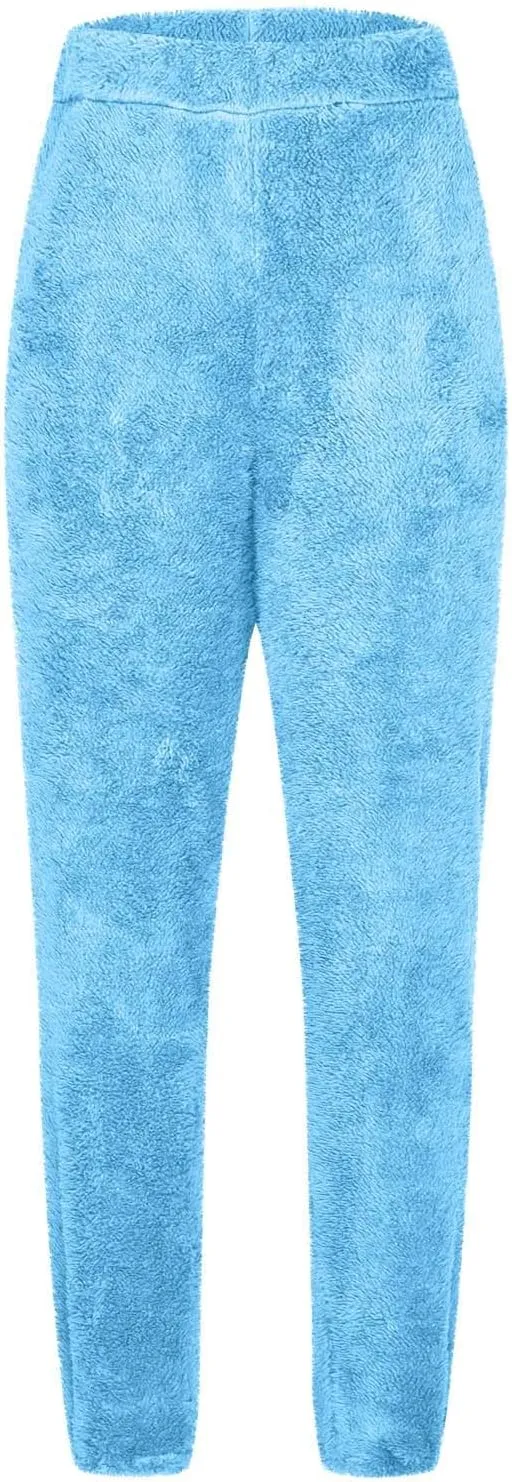 HGps8w Women's Plush Fleece Pajama Pants Ultra-Soft Cozy Pjs Bottom Comfy Warm Fuzzy Lounge Pants Fluffy Sleepwear