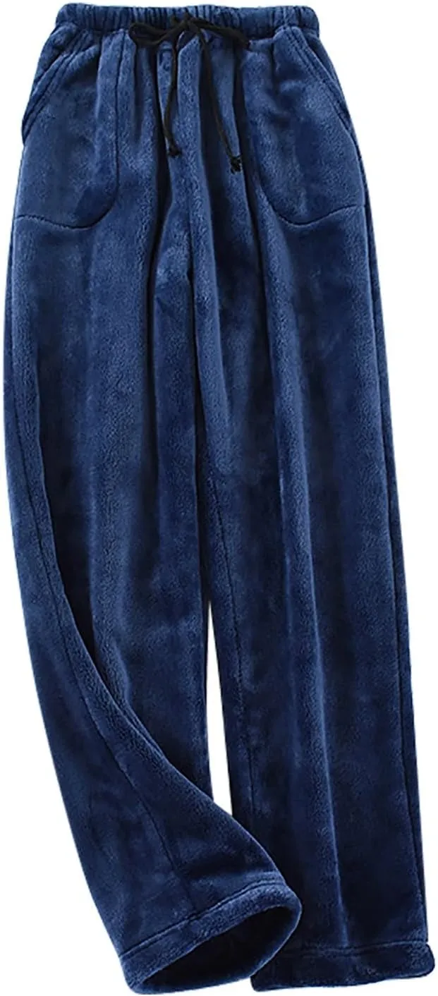 HGps8w Women's Plush Pajama Pants, Soft Fluffy Fleece Warm Pjs Bottoms Flannel Sleepwear Winter Comfy Fuzzy Lounge Pants