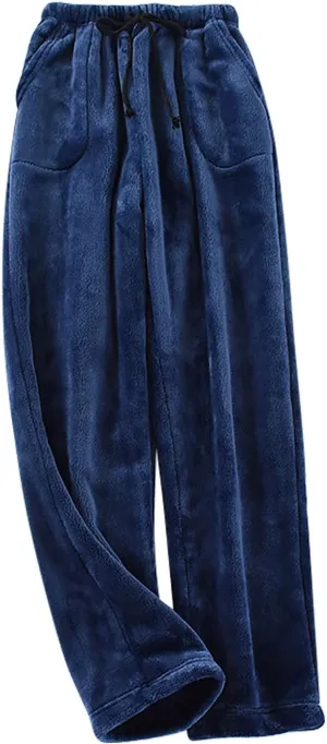 HGps8w Women's Plush Pajama Pants, Soft Fluffy Fleece Warm Pjs Bottoms Flannel Sleepwear Winter Comfy Fuzzy Lounge Pants