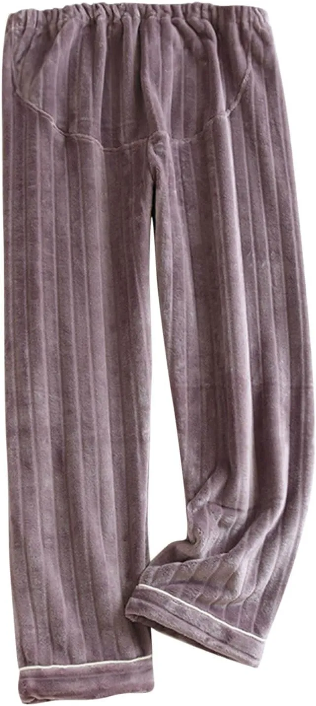 HGps8w Women's Soft Flannel Pajama Pants with Adjustable Waist, Fleece Fuzzy Winter Warm Lounge Pants Comfy Pajama Bottoms