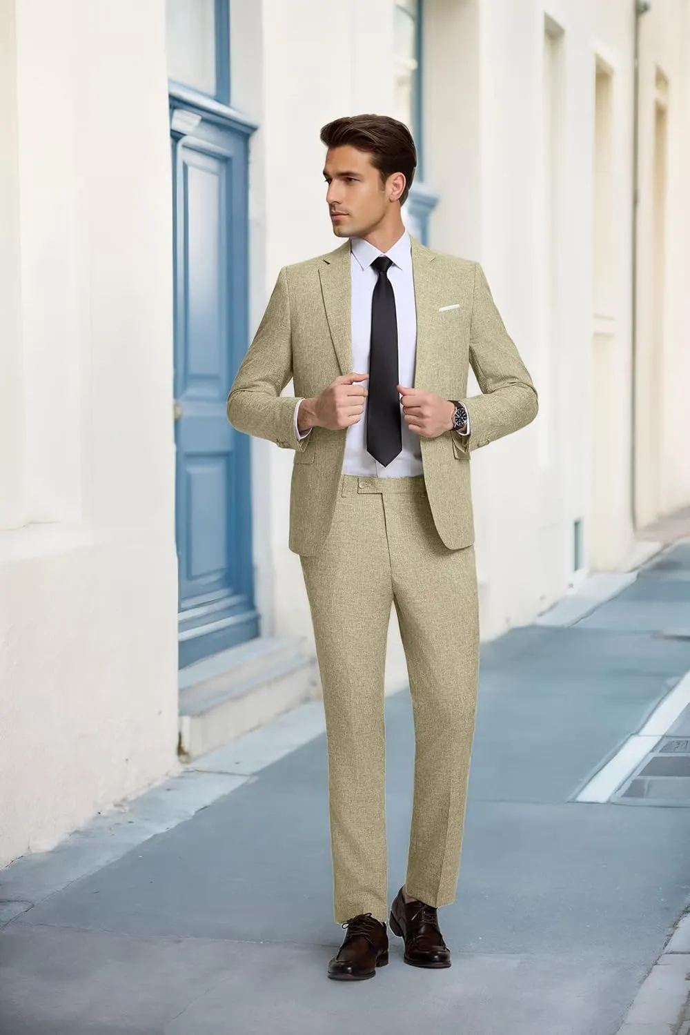 High-End Suits Men's Lightweight Casual Suits Set 2 Piece One Button Blazer Jacket Pants for Wedding Business Prom Homecoming