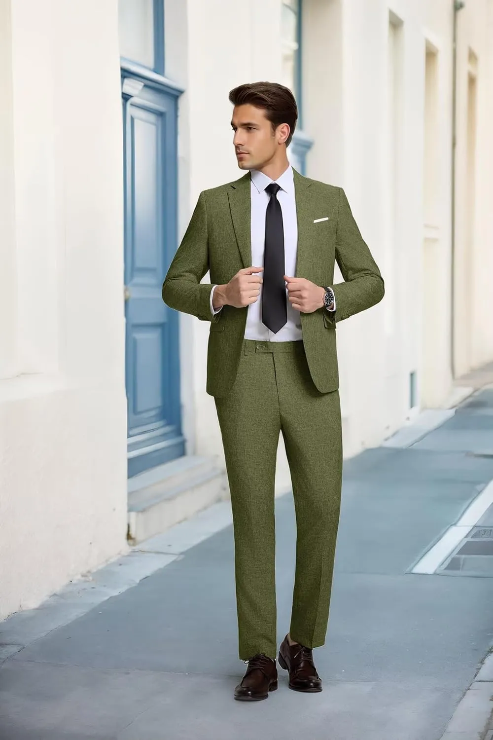 High-End Suits Men's Lightweight Casual Suits Set 2 Piece One Button Blazer Jacket Pants for Wedding Business Prom Homecoming