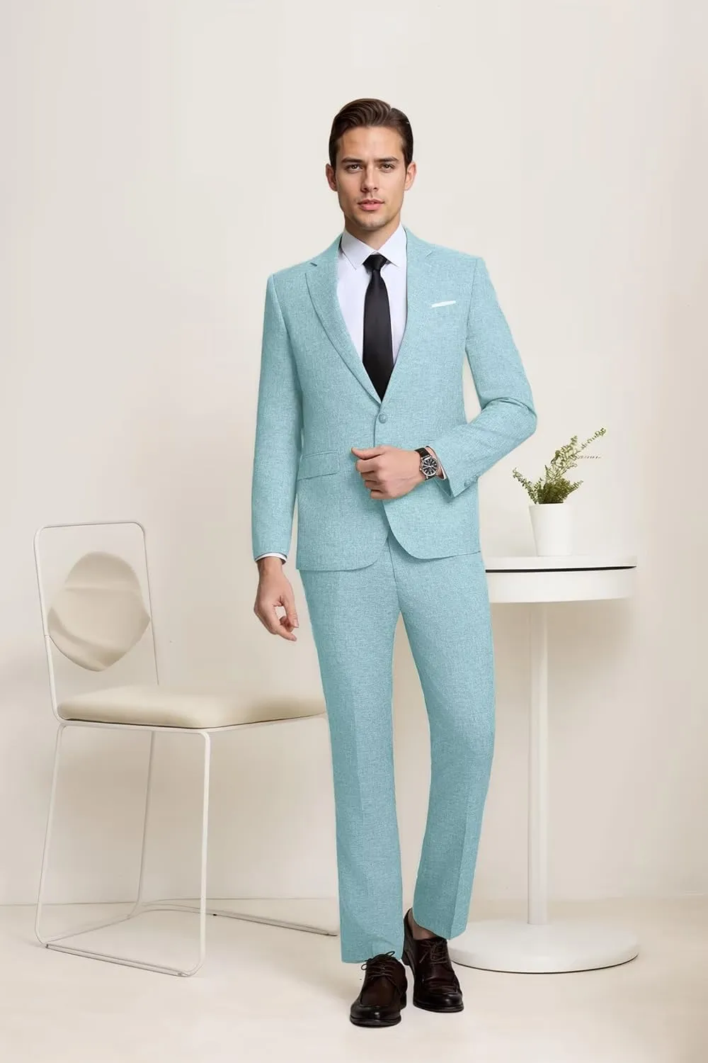High-End Suits Men's Lightweight Casual Suits Set 2 Piece One Button Blazer Jacket Pants for Wedding Business Prom Homecoming