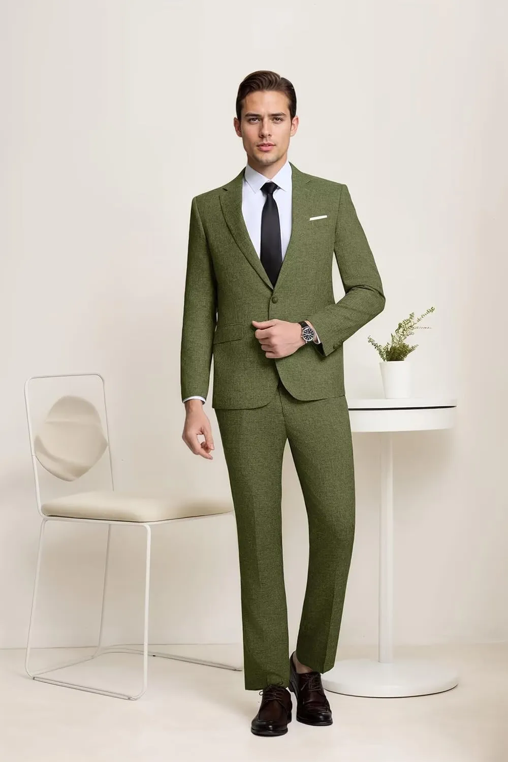 High-End Suits Men's Lightweight Casual Suits Set 2 Piece One Button Blazer Jacket Pants for Wedding Business Prom Homecoming