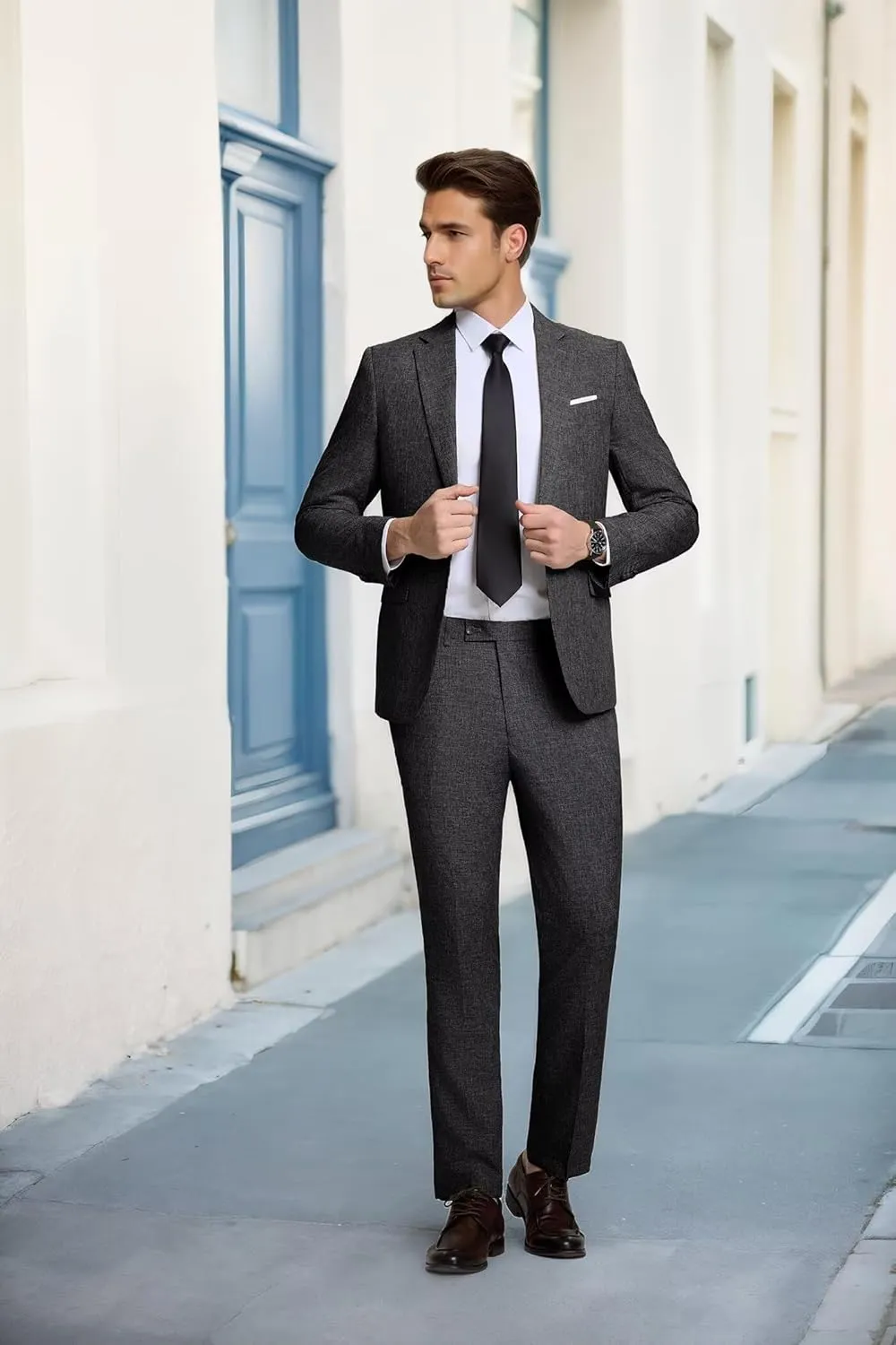 High-End Suits Men's Lightweight Casual Suits Set 2 Piece One Button Blazer Jacket Pants for Wedding Business Prom Homecoming