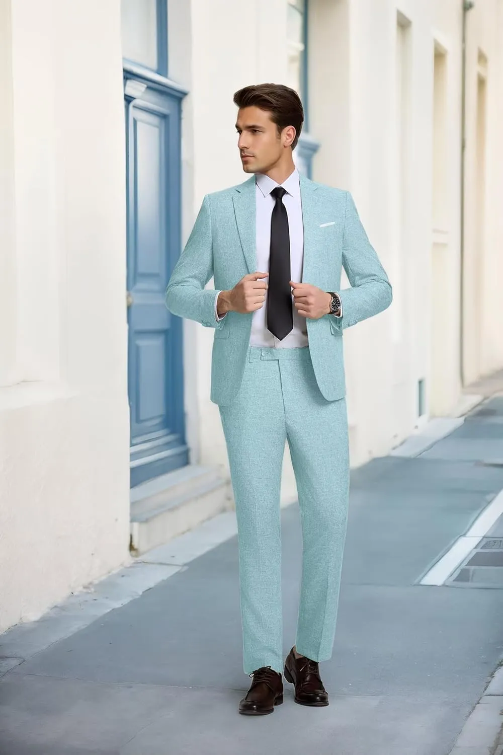 High-End Suits Men's Lightweight Casual Suits Set 2 Piece One Button Blazer Jacket Pants for Wedding Business Prom Homecoming