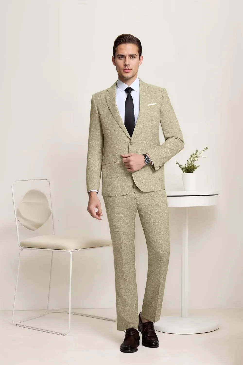 High-End Suits Men's Lightweight Casual Suits Set 2 Piece One Button Blazer Jacket Pants for Wedding Business Prom Homecoming
