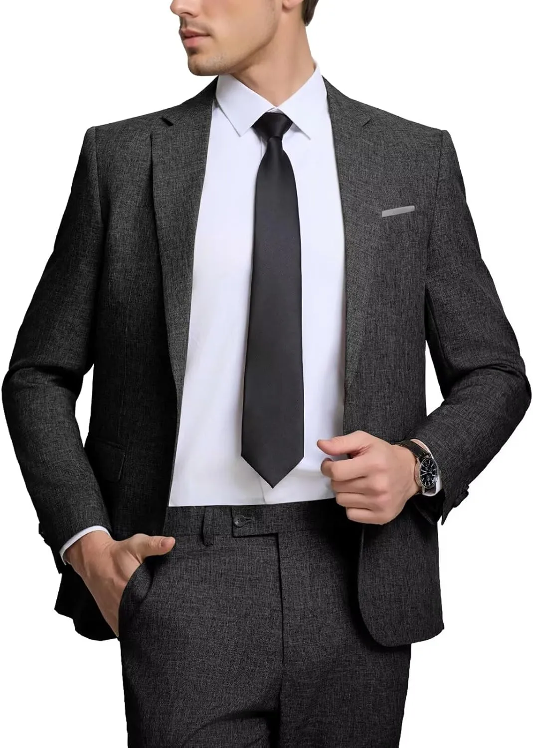 High-End Suits Men's Lightweight Casual Suits Set 2 Piece One Button Blazer Jacket Pants for Wedding Business Prom Homecoming