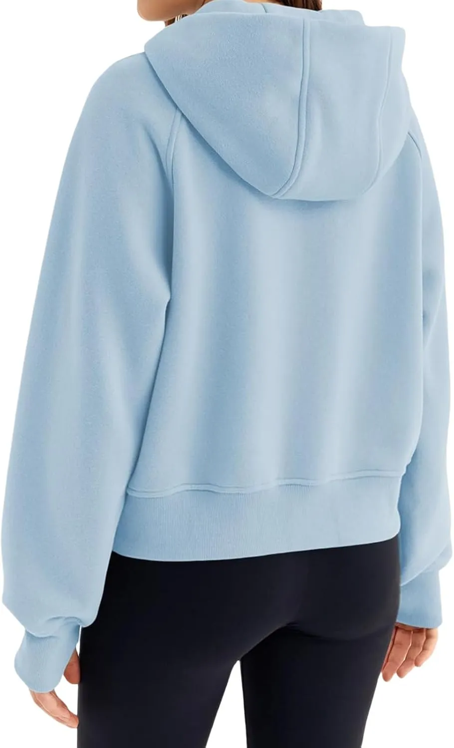 Hoodies for Women Zip Up Cropped Sweatshirts Casual Long Sleeve Jacket Oversized Fleece Top Casual Trendy Coat