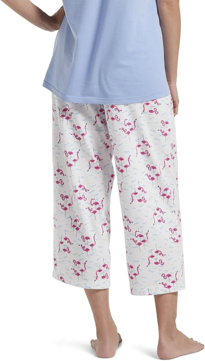 HUE womens Basic Printed Knit Capri Pajama Sleep Pant, Made With Temperature Control Technology