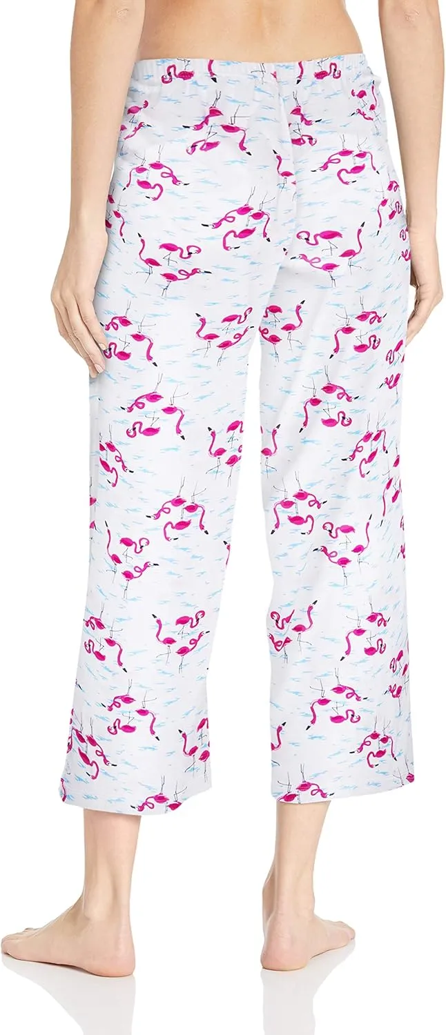 HUE womens Basic Printed Knit Capri Pajama Sleep Pant, Made With Temperature Control Technology