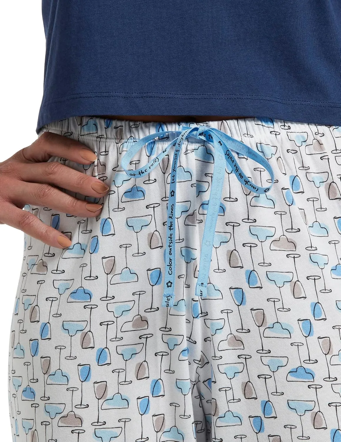 HUE womens Basic Printed Knit Capri Pajama Sleep Pant, Made With Temperature Control Technology