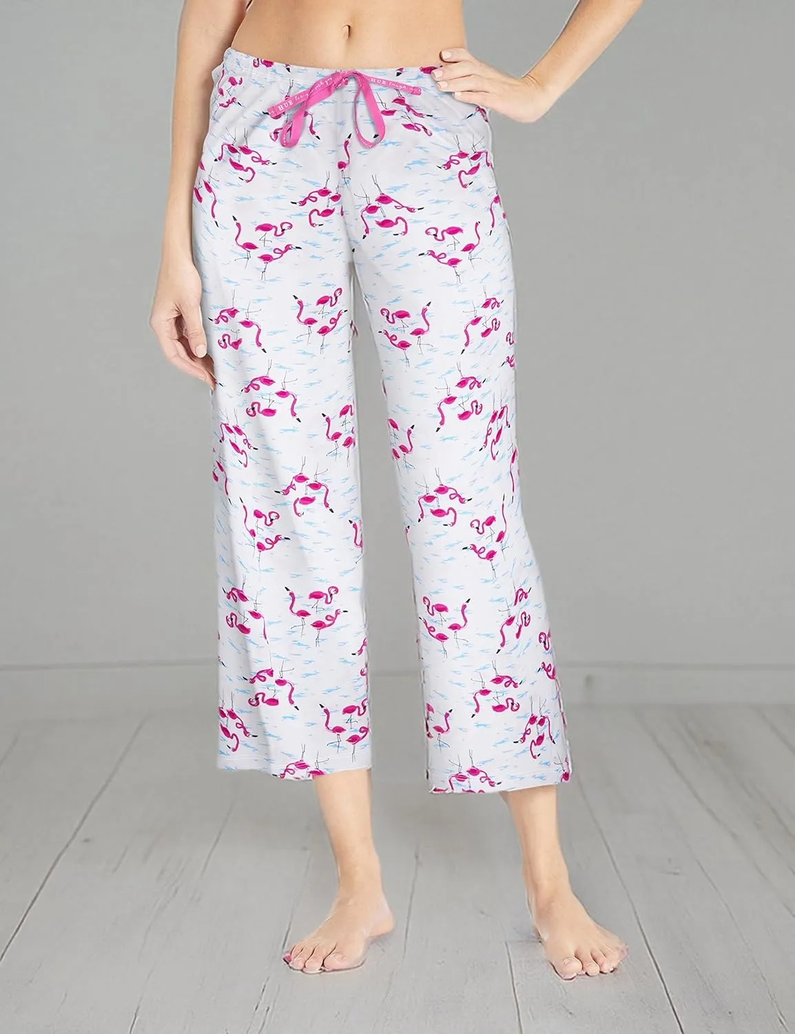 HUE womens Basic Printed Knit Capri Pajama Sleep Pant, Made With Temperature Control Technology