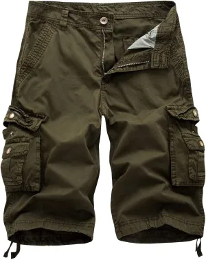 IDEALSANXUN Men's Casual Loose Fit Multi-Pockets Military Cargo Shorts