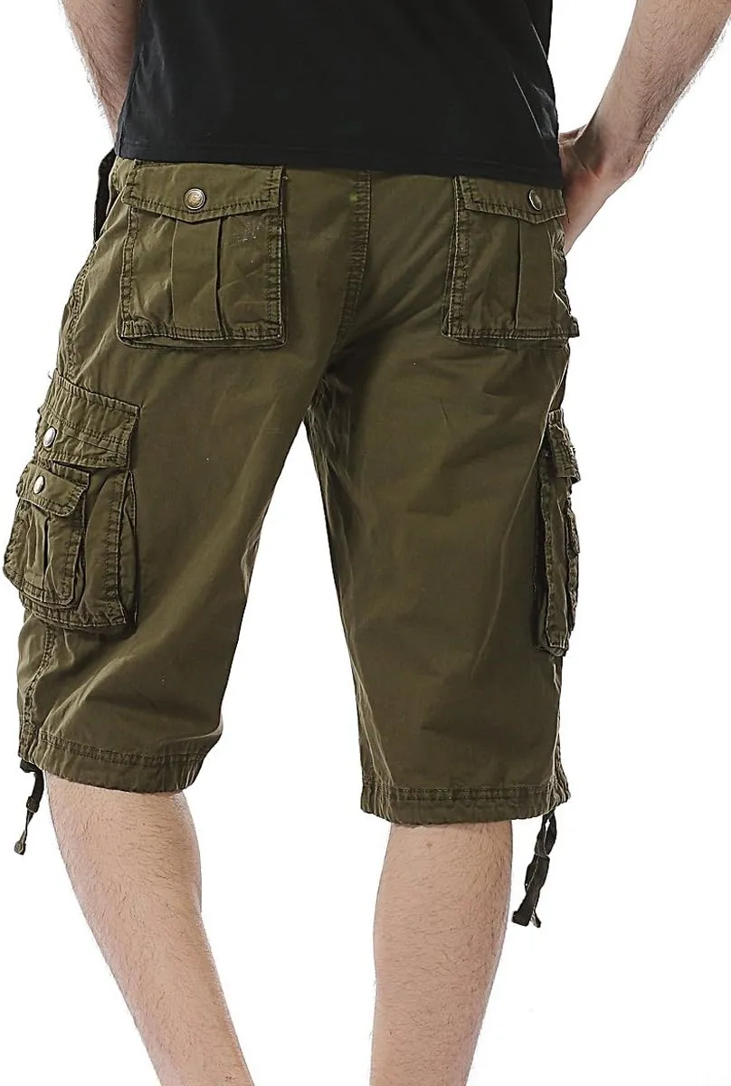 IDEALSANXUN Men's Casual Loose Fit Multi-Pockets Military Cargo Shorts
