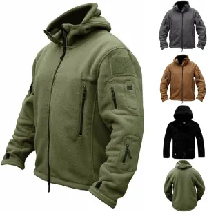 Jackets for Men Soft Polar Fleece Full Zip Military Tactical Sport Warm Hooded Outdoor Winter Adventure Jacket Coats
