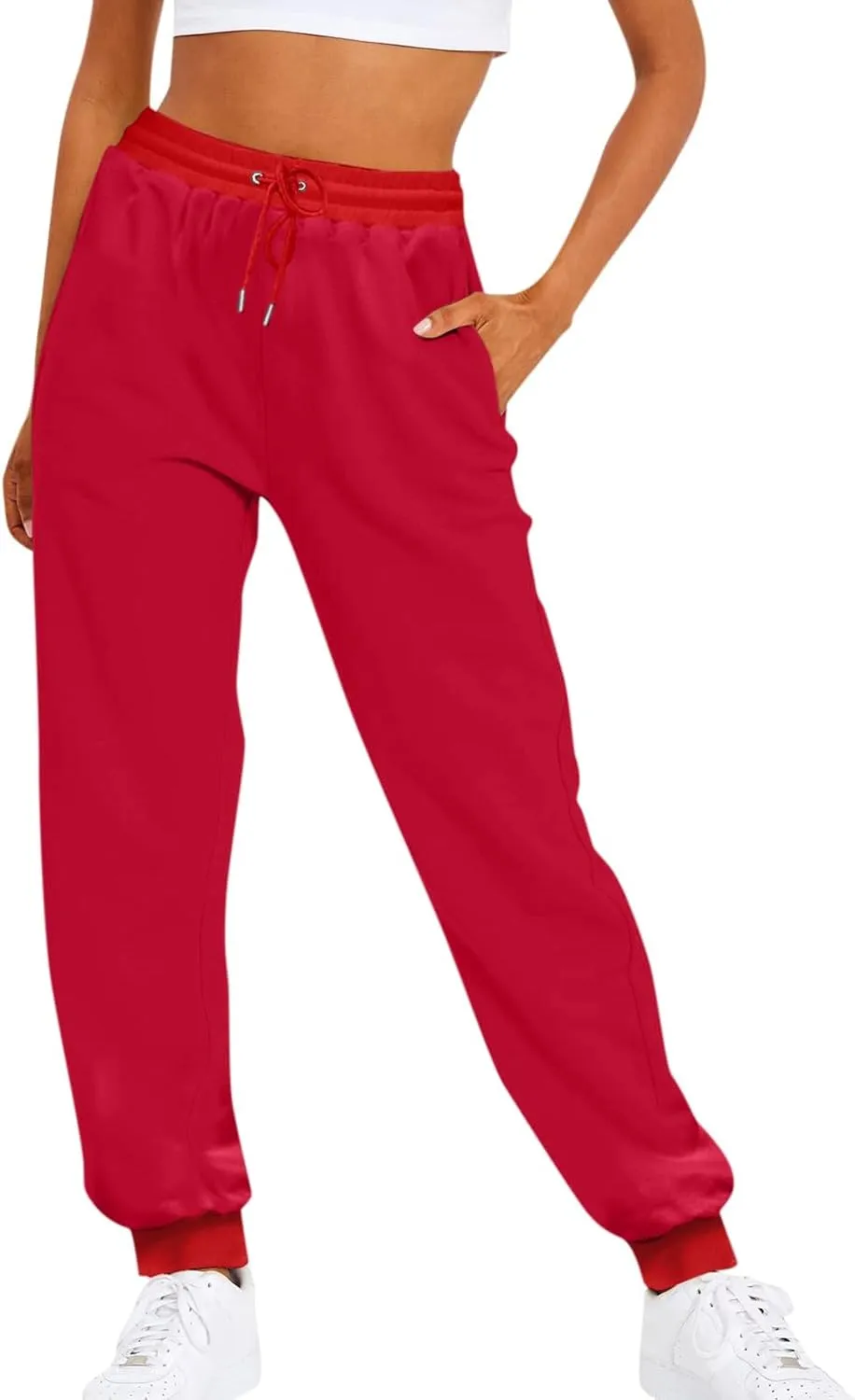 Joggers for Women Baggy Fleece Sweatpants Drawstring High Waisted Casual Jogger Pants Athletic Pants with Pockets
