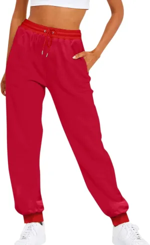 Joggers for Women Baggy Fleece Sweatpants Drawstring High Waisted Casual Jogger Pants Athletic Pants with Pockets