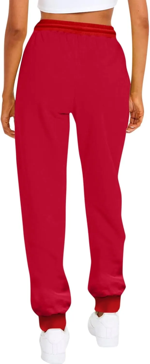 Joggers for Women Baggy Fleece Sweatpants Drawstring High Waisted Casual Jogger Pants Athletic Pants with Pockets