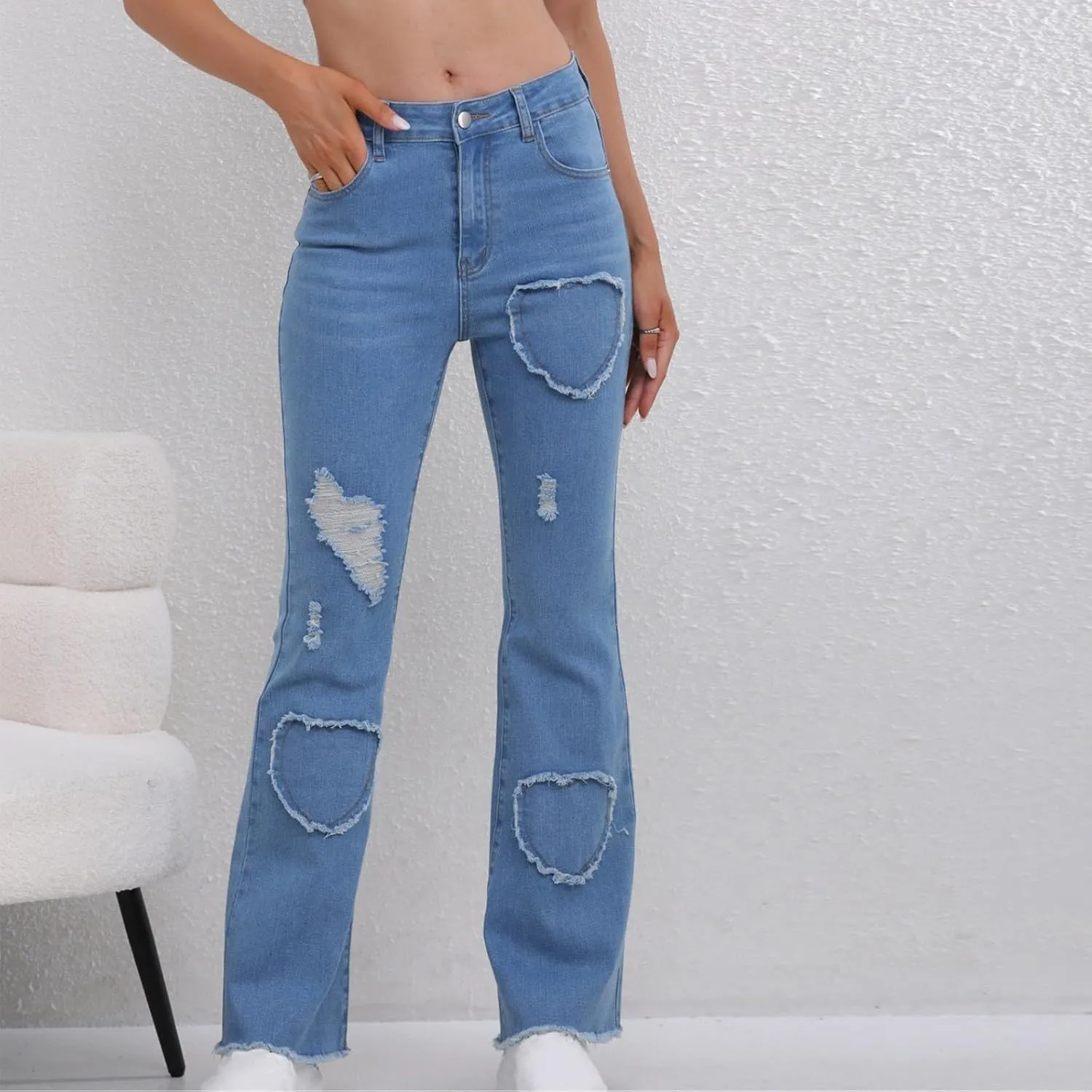 Juniors Loose Fit Denim Pants for Women Cowgirl High Cut Straight Leg Plain Long Leg Summer Fall 2025 Fashion Y2K
