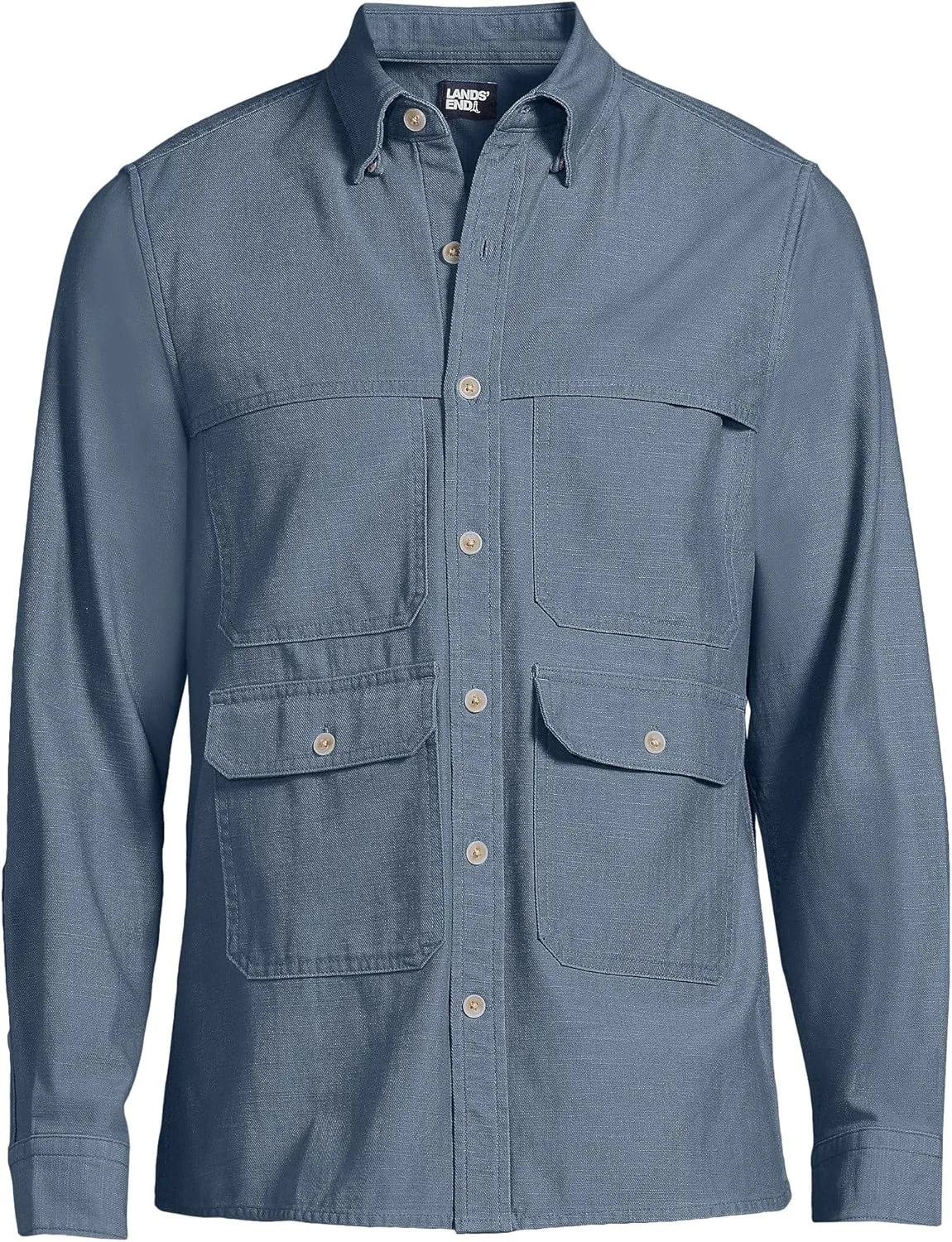 Lands' End Men's Long Sleeve Textured Twill Utility Shirt