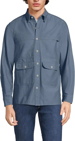 Lands' End Men's Long Sleeve Textured Twill Utility Shirt