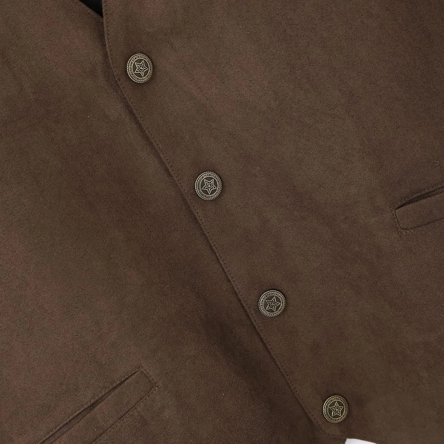LCMTWX Running Vest For Men Suede Retro V Neck Solid Color Pocket Button Leather Vest Jacket Vest Red Vest For Men De