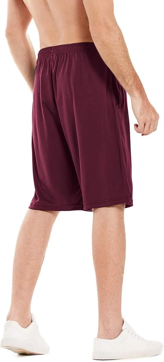 LEAO Men's Basketball Shorts with Zipper Pockets Quick Dry Loose-fit Sports Workout Running Shorts