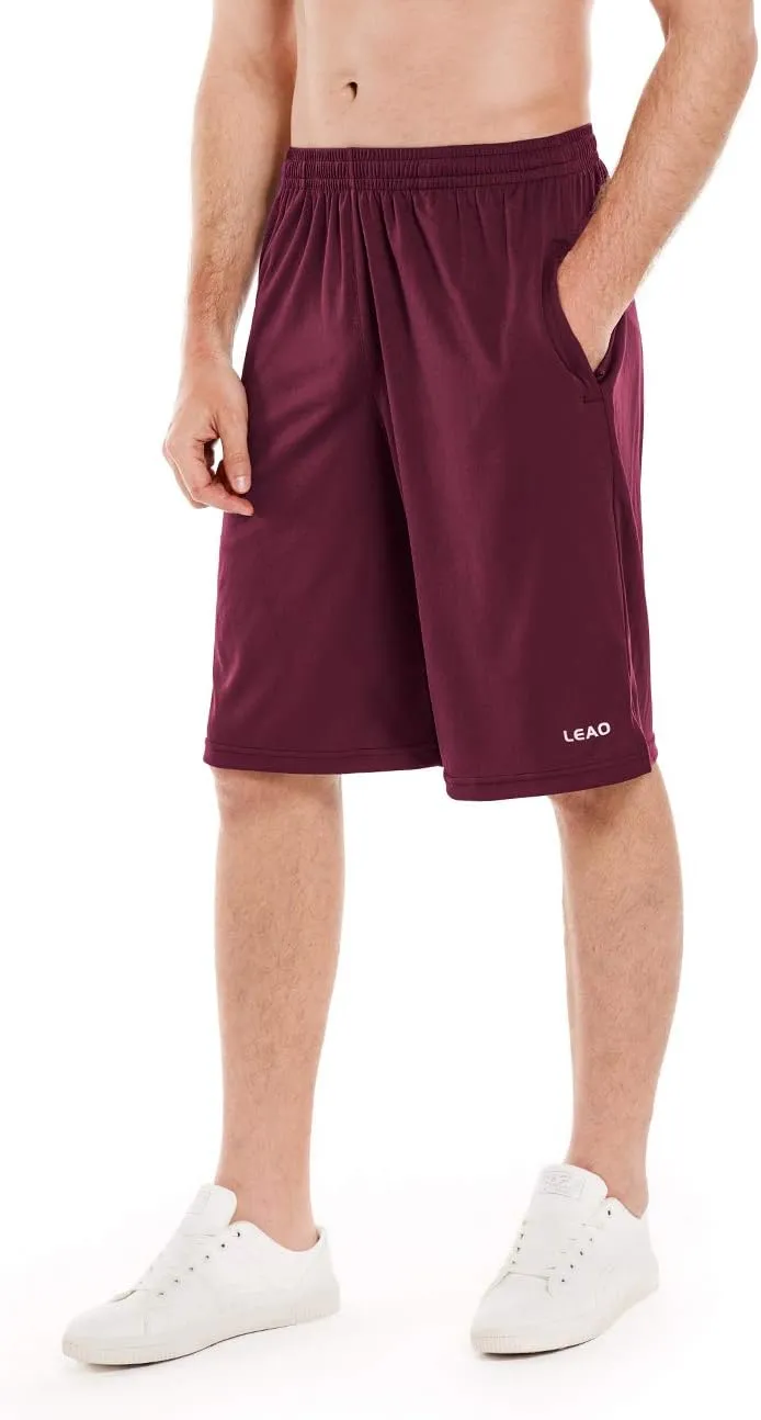 LEAO Men's Basketball Shorts with Zipper Pockets Quick Dry Loose-fit Sports Workout Running Shorts