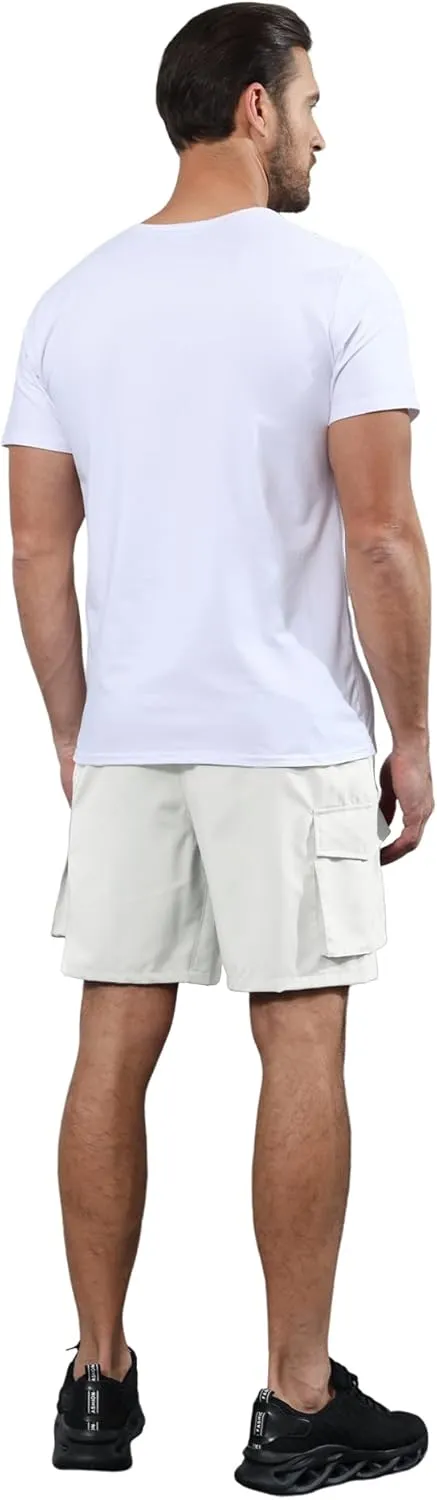 Lexiart Men's Hiking Cargo Shorts Drawstring Stretch Lightweight Quick Dry Shorts with Zipper Pockets