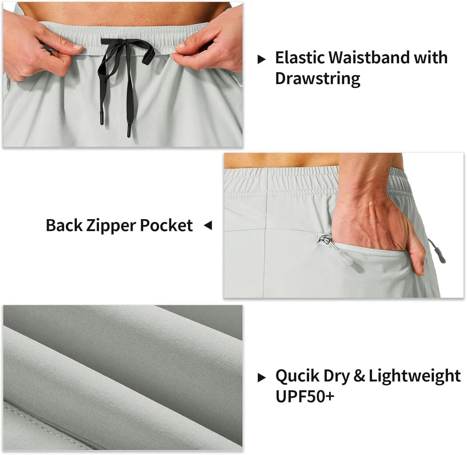 Lexiart Men's Hiking Cargo Shorts Drawstring Stretch Lightweight Quick Dry Shorts with Zipper Pockets