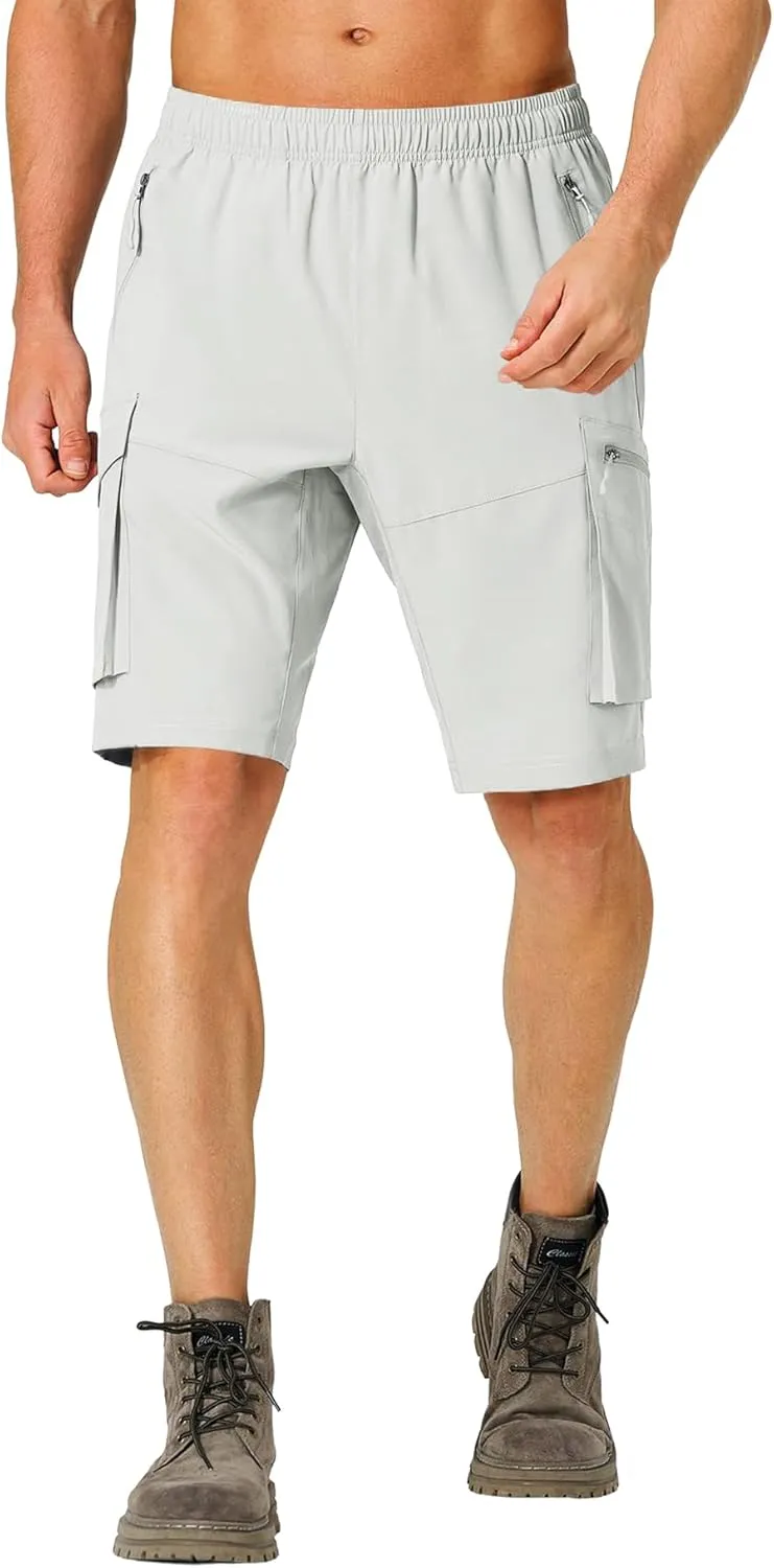 Lexiart Men's Hiking Cargo Shorts Drawstring Stretch Lightweight Quick Dry Shorts with Zipper Pockets