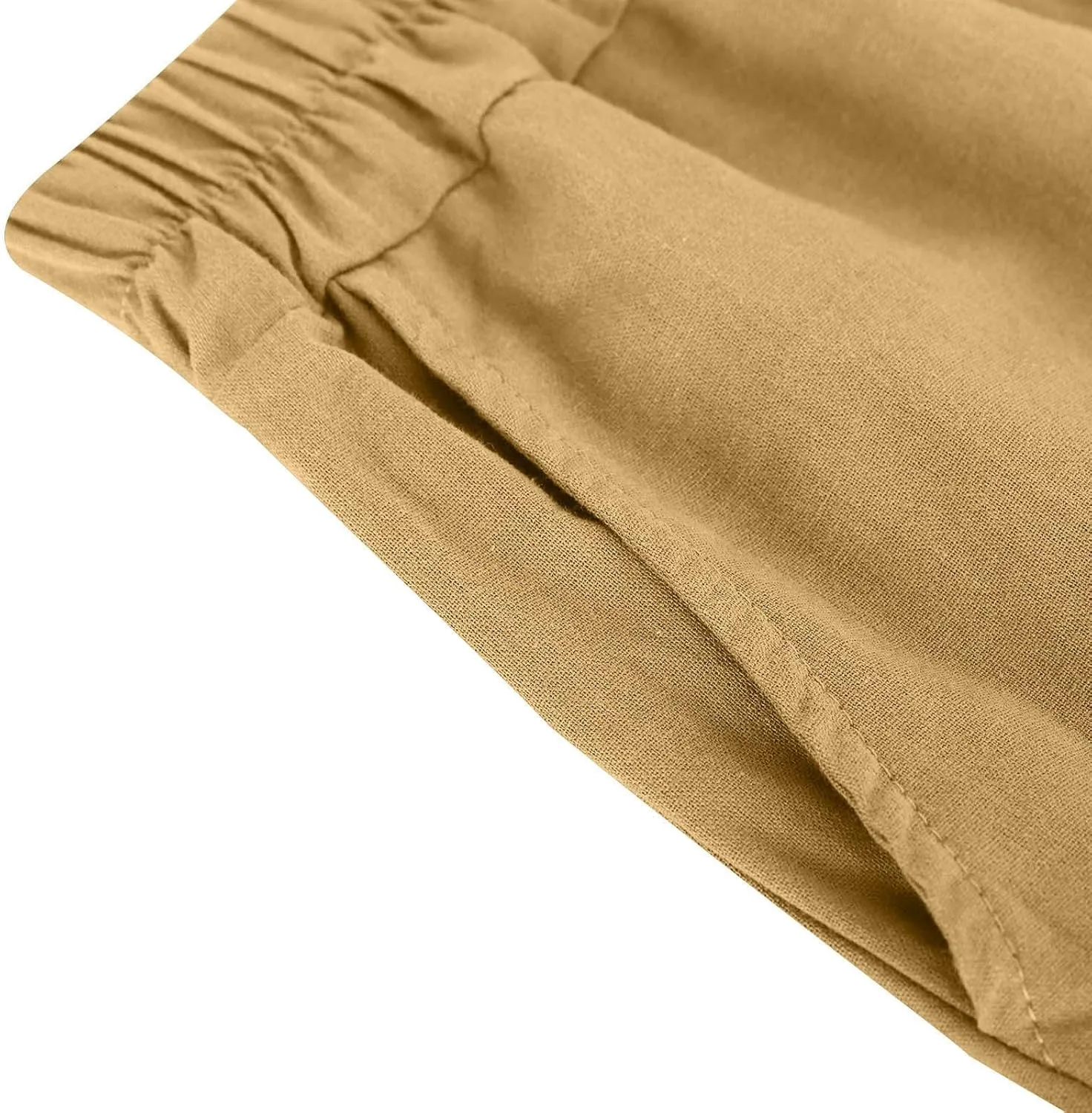 Linen Capri Pants for Women Plus Size Elastic Waist Pants Baggy Wide Leg Pants Summer Lounge Pants Loose Fit Joggers