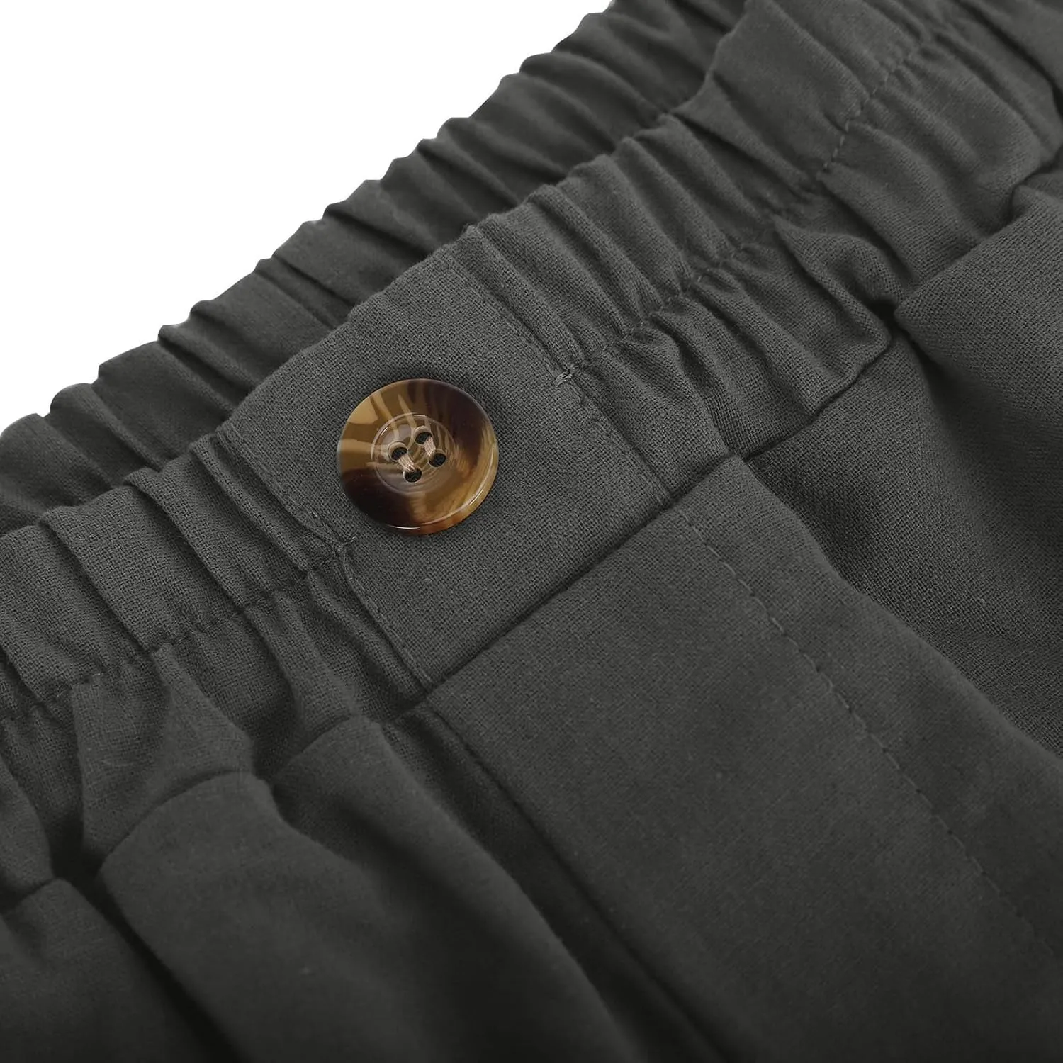 Linen Capri Pants for Women Plus Size Elastic Waist Pants Baggy Wide Leg Pants Summer Lounge Pants Loose Fit Joggers