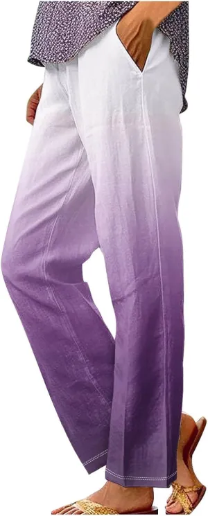 Linen Pants with Pockets Spring Women's Cotton Linen Pants Women's Plus Size Cotton Linen Yoga Pants