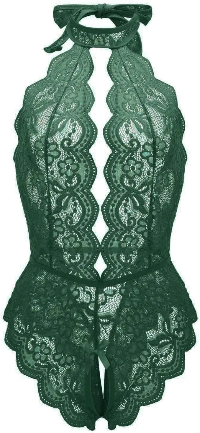 Lingerie for Women Sexy Slutty Ruffle Trim Bodysuit Lingerie Cami Shorts Set Crotchless Bralette